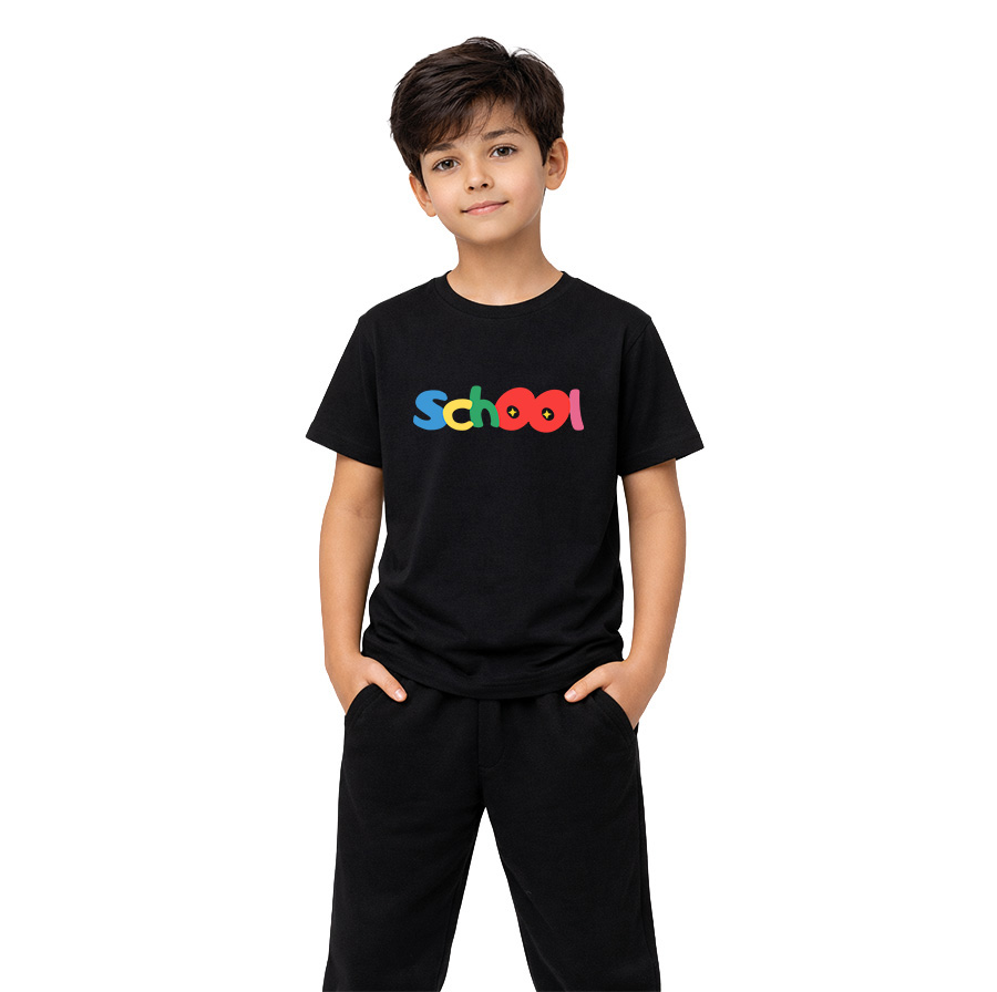 Comfort Bisiklet Yaka Kısa Kollu Okul Tshirt