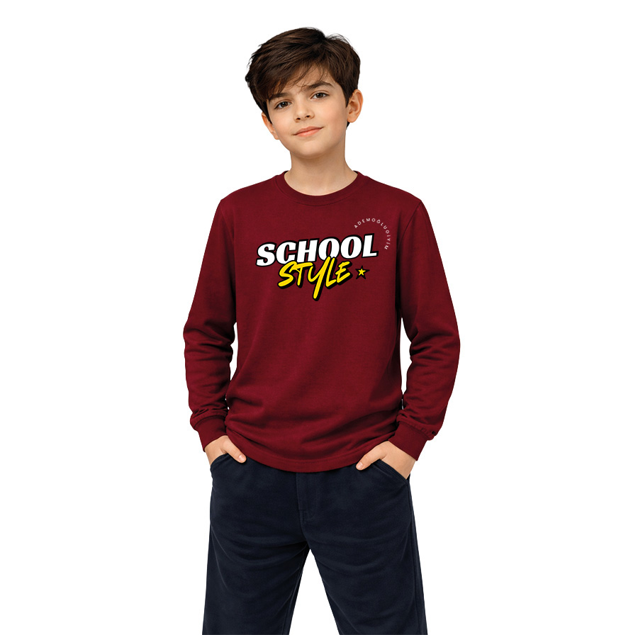 Bisiklet Yaka  Uzun Kollu Pamuklu Okul Tshirt