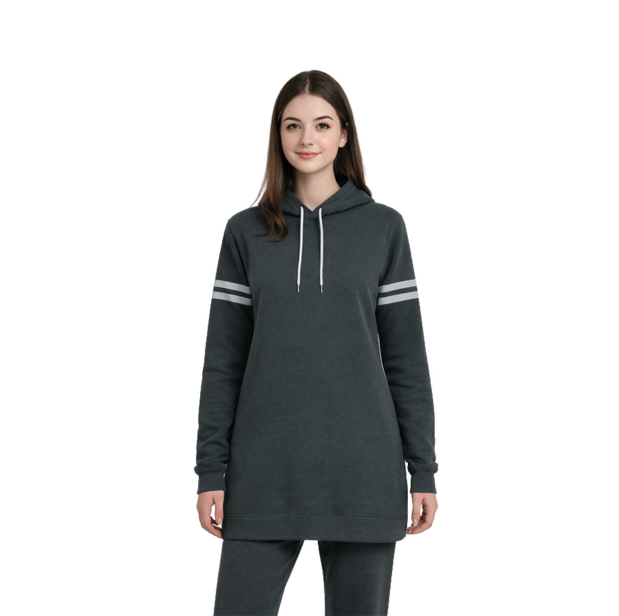 Tunik Üç İplik Kapüşonlu Sweatshirt