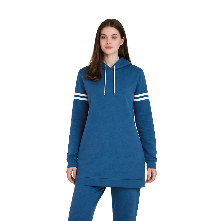 Tunik Üç İplik Kapüşonlu Sweatshirt